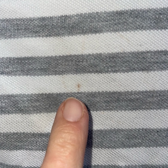 Lacoste White and Gray Striped Polo Shirt - Picture 5 of 5